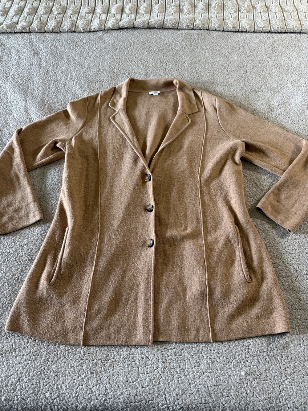 J. Jill Camel/Tan Knit Blazer Cardigan Large